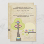 Baptism Christening Ceremony Night Owls Uitnodigin Kaart (Voorkant / Achterkant)