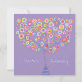 Baptism Christening Circle Tree Retro Invitation Kaart (Voorkant)