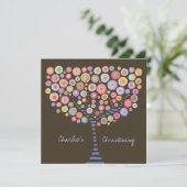Baptism Christening Circle Tree Retro Invitation Kaart (Staand voorkant)