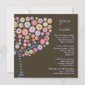 Baptism Christening Circle Tree Retro Invitation Kaart (Achterkant)