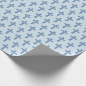 Baptism Christening Cross Bevestiging Blauw Cadeaupapier (Hoek)