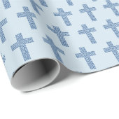 Baptism Christening Cross Bevestiging Blauw Cadeaupapier (Rol Hoek)