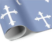 Baptism Christening Cross Confirmation Boy Blue Cadeaupapier (Rol Hoek)