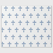 Baptism Christening Cross Confirmation Boy Blue Cadeaupapier (Vlak)