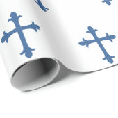 Baptism Christening Cross Confirmation Boy Blue Cadeaupapier (Rol Hoek)