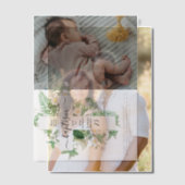 Baptism Christening Cross Greenery Custom Photo Vellum Uitnodigingen (Offset (Koppel))