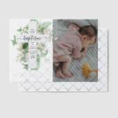 Baptism Christening Cross Greenery Custom Photo Vellum Uitnodigingen (Offset (Uitnodiging))