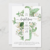 Baptism Christening Cross Greenery Gender Neutral Kaart (Voorkant)