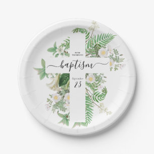 Baptism Christening Cross Greenery Gender Neutral Papieren Bordje