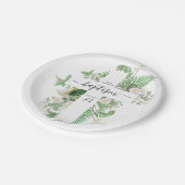 Baptism Christening Cross Greenery Gender Neutral Papieren Bordje (Gekanteld)