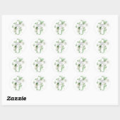 Baptism Christening Cross Greenery Gender Neutral Ronde Sticker (Vel)