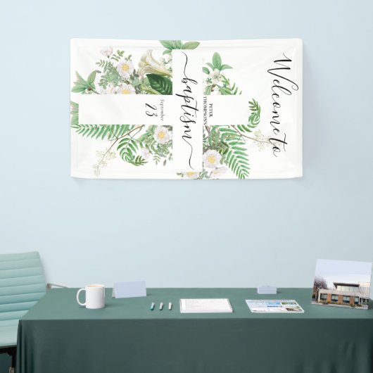 Baptism Christening Cross Greenery Welkomstteken Spandoek (Beurs)