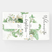 Baptism Christening Cross Greenery Welkomstteken Spandoek (Horizontaal)