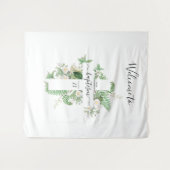 Baptism Christening Cross Greenery Welkomstteken Wandkleed (Voorkant (horizontaal))