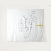 Baptism Christening Dusty Blue Photo Backdrop Wandkleed (Voorkant (horizontaal))