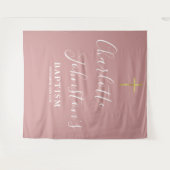 Baptism Christening Dusty Rose Pink Photo Backdrop Wandkleed (Voorkant (horizontaal))