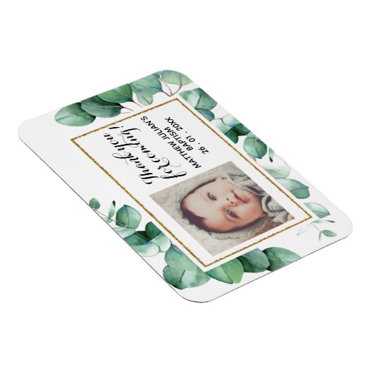 Baptism Christening Eucalyptus Greenery DANK U Magneet (Rechterzijde)