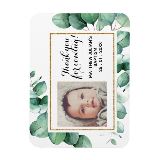 Baptism Christening Eucalyptus Greenery DANK U Magneet (Verticaal)