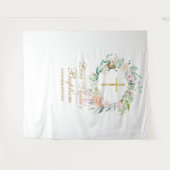 Baptism Christening Floral Garland Foto Booth Wandkleed (Voorkant (horizontaal))