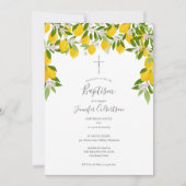 Baptism Christening Floral Lemons Kaart (Voorkant)