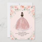 Baptism Christening Girl Blush Floral Rozen Silver Kaart (Achterkant)