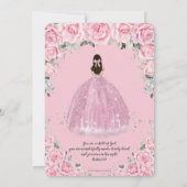 Baptism Christening Girl Pink Floral Silver Cross Kaart (Achterkant)