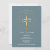 Baptism Christening Gold Cross Floral Kaart (Voorkant)
