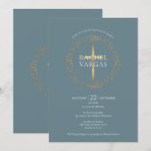 Baptism Christening Gold Cross Floral Kaart (Voorkant / Achterkant)