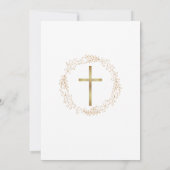 Baptism Christening Gold Cross Floral Kaart (Achterkant)