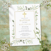 Baptism Christening Gold Cross Greenery Invitation Uitnodiging Briefkaart