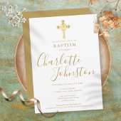 Baptism Christening Gold Cross Signature Script Kaart