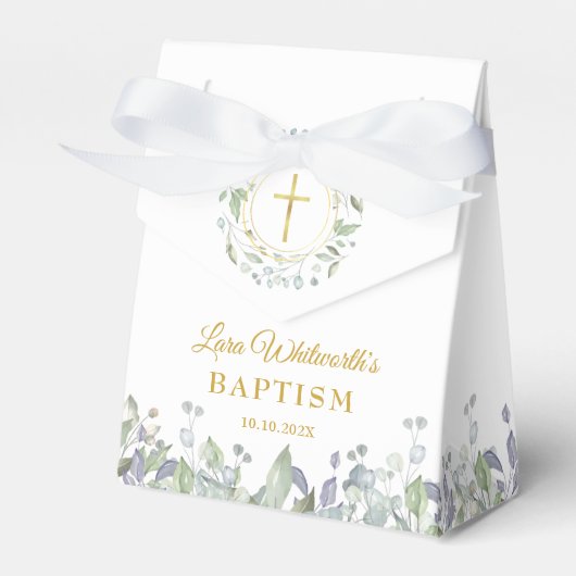 Baptism Christening Greenery Foliage Bedankdoosjes (Voorkant Zijde)