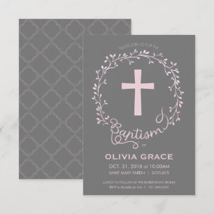 Baptism Christening Invitation - Baby Girl Invite Kaart