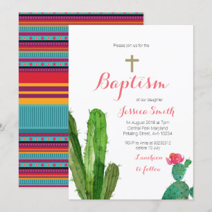 Baptism Christening Invitation - Baby Girl Invite Kaart