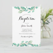 Baptism Christening Invitation Card Botanical Kaart (Staand voorkant)