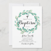 Baptism Christening Invitation Card Greenery Kaart (Voorkant)