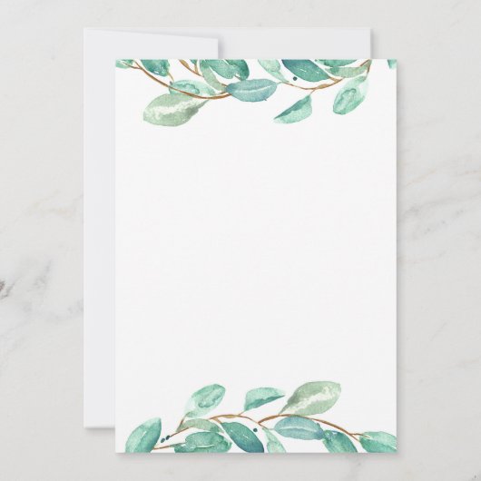 Baptism Christening Invitation Card Greenery Kaart (Achterkant)