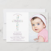 Baptism, Christening Invitation, Girl Photo Invite Kaart (Voorkant)