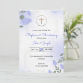 Baptism & Christening Invitation in floral design Kaart (Staand voorkant)