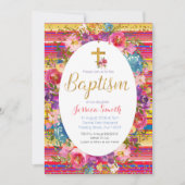 Baptism Christening Invitation Mexican Fiesta Gold Kaart (Voorkant)