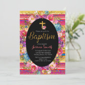 Baptism Christening Invitation Mexican Fiesta Kaart (Staand voorkant)