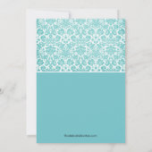 Baptism Christening Invitations Blue Damask Kaart (Achterkant)