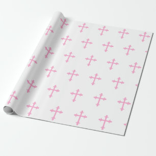 Baptism Christening kruisbevestiging meisje roze Cadeaupapier