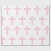 Baptism Christening kruisbevestiging Roze Cadeaupapier (Vlak)