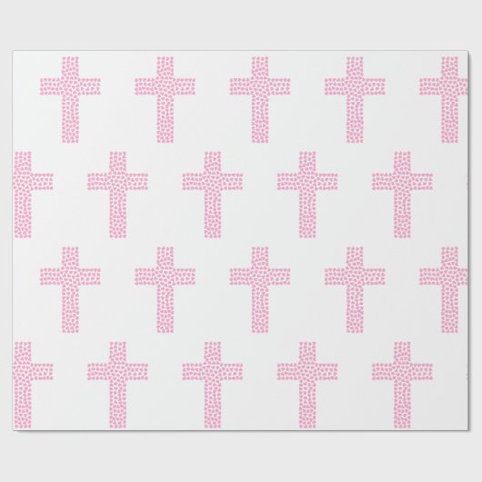 Baptism Christening kruisbevestiging Roze Cadeaupapier (Vlak)