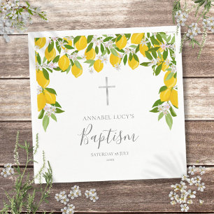 Baptism Christening Lemons Blossom Floral Servet