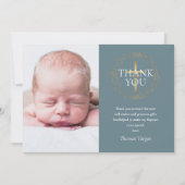 Baptism Christening Modern Gold Garland Foto Bedankkaart (Voorkant)