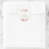  Baptism Christening Pink Rose Floral Favor Ronde Sticker (Tas)