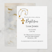 Baptism Christening Rosary Simple Religies Event Kaart (Voorkant / Achterkant)