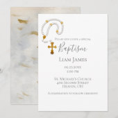 Baptism Christening Rosary Simple Religies Event Kaart (Voorkant / Achterkant)
